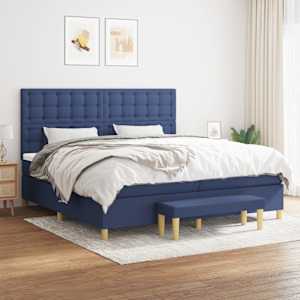 Box spring postel s matrací modrá 200x200 cm textil - obrázek 1