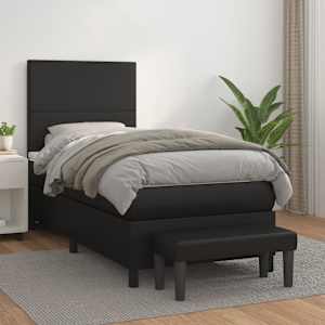 Box spring postel s matrací černá 90x190 cm umělá kůže - obrázek 1