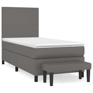 Box spring postelja z vzmetnico siv 90x190 cm umetno usnje - slika 2