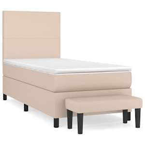 Box spring postelja z vzmetnico kapučino 90x190 cm umetno usnje - slika 2