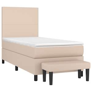 Box spring postelja z vzmetnico kapučino 90x190 cm umetno usnje - slika 3