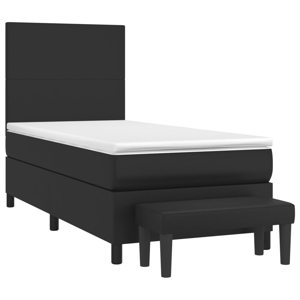 vidaXL Boxspring met matras kunstleer zwart 90x200 cm afbeelding