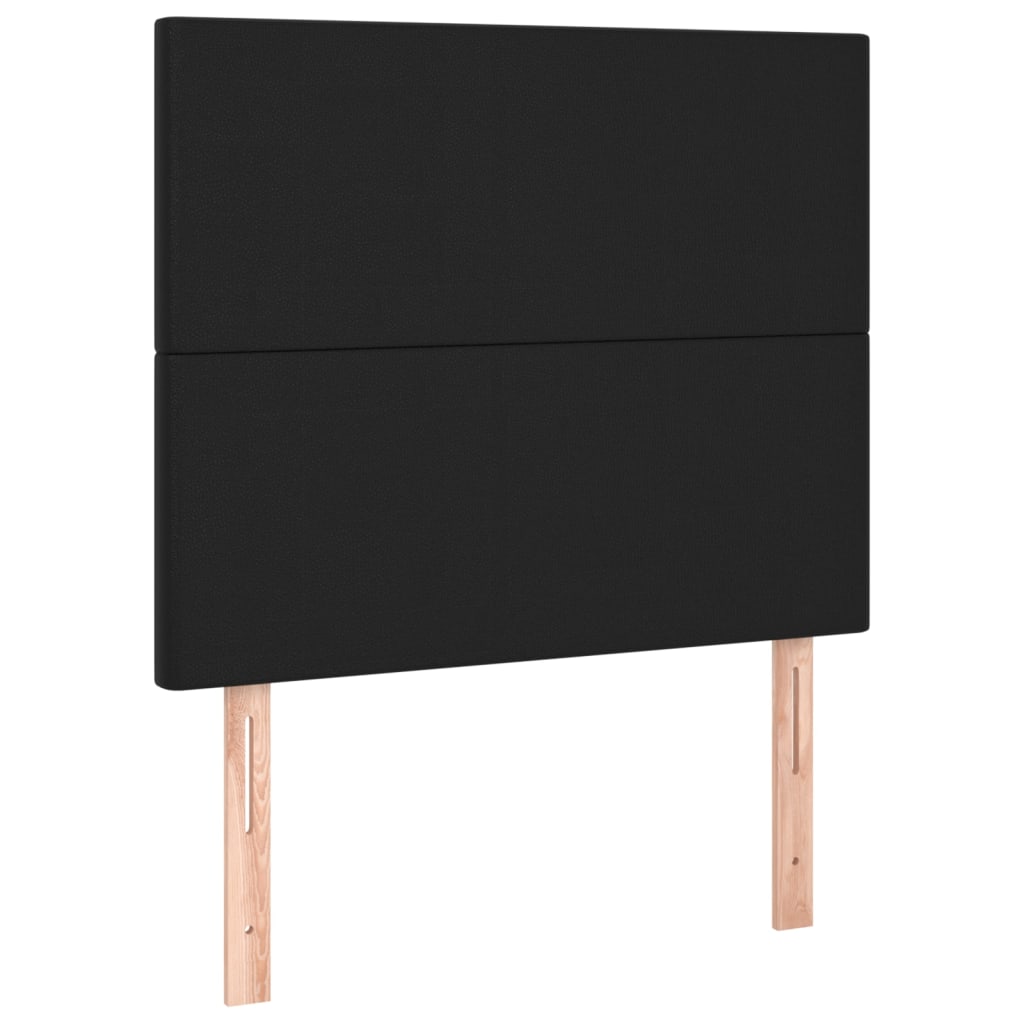 Pat box spring cu saltea, negru, 90x200 cm, piele ecologică