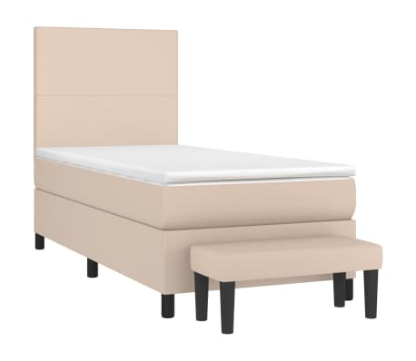vidaXL Cama com molas/colch&atilde;o 90x200 cm couro artificial cappuccino