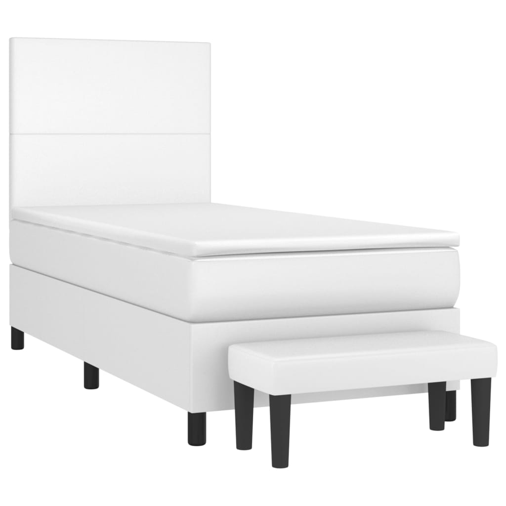 vidaXL Boxspring met matras kunstleer wit 100x200 cm afbeelding