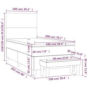 Box spring postelja z vzmetnico siv 100x200 cm umetno usnje - slika 8