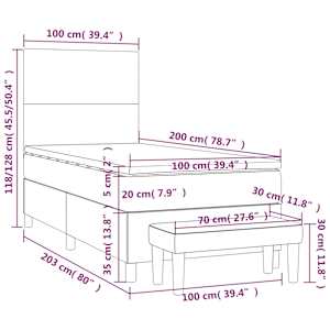 Box spring postel s matrací cappuccino 100x200 cm umělá kůže - obrázek 8