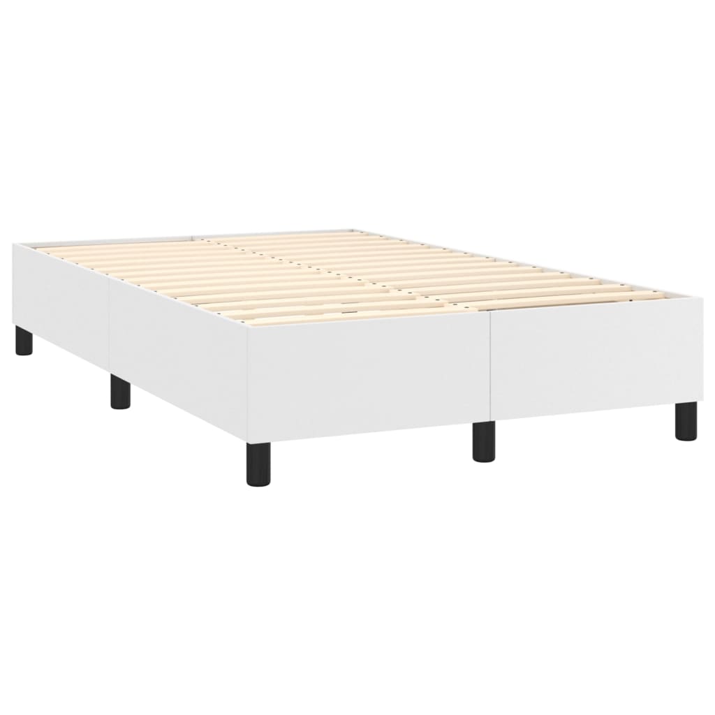 Pat box spring cu saltea, alb, 120x200 cm, piele ecologică