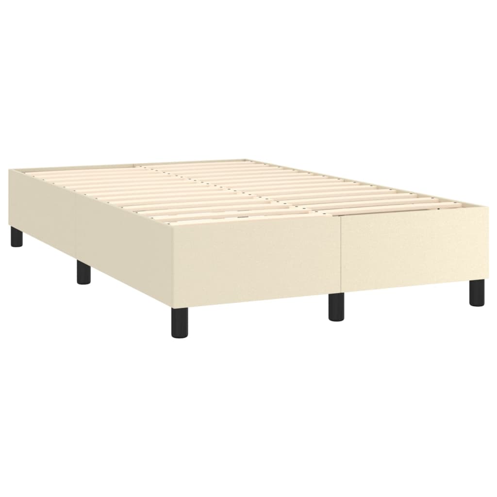 Pat box spring cu saltea, crem, 120x200 cm, piele ecologică