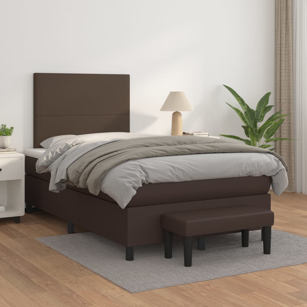 Box spring postel s matrací hnědá 120x200 cm umělá kůže