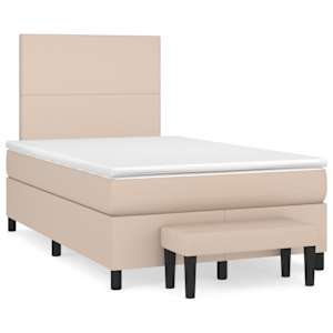 Box spring postelja z vzmetnico kapučino 120x200cm umetno usnje - slika 2