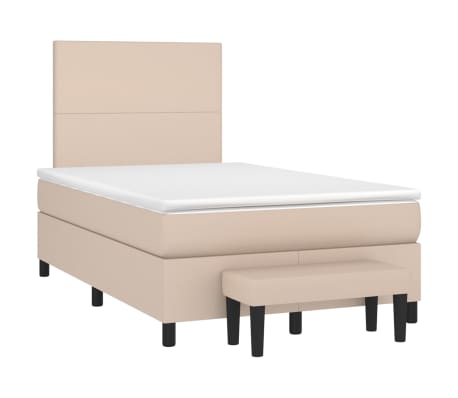 vidaXL Rams&auml;ng med b&auml;ddmadrass cappuccino 120x200 cm konstl&auml;der