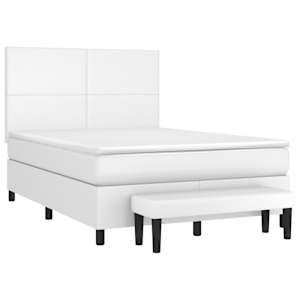 Box spring postel s matrací bílá 140 x 190 cm umělá kůže - obrázek 3