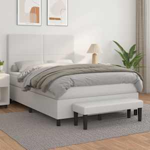 Box spring postel s matrací bílá 140 x 190 cm umělá kůže - obrázek 1