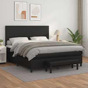 Box spring postel s matrací černá 160x200 cm umělá kůže - obrázek 1