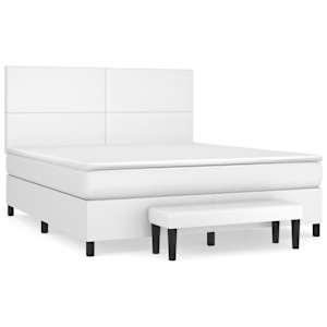 Box spring postel s matrací bílá 160x200 cm umělá kůže - obrázek 2