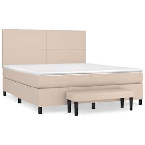 Box spring postelja z vzmetnico kapučino 160x200cm umetno usnje - slika 2