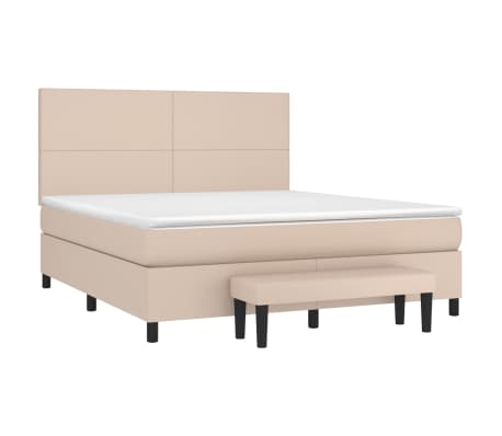 vidaXL Sommier &agrave; lattes de lit avec matelas Cappuccino 160x200 cm