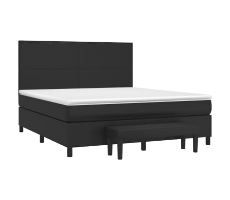 vidaXL Boxspringbett mit Matratze Schwarz 180x200 cm Kunstleder