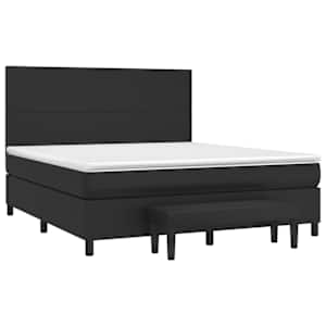 Box spring postelja z vzmetnico črn 180x200 cm umetno usnje - slika 3