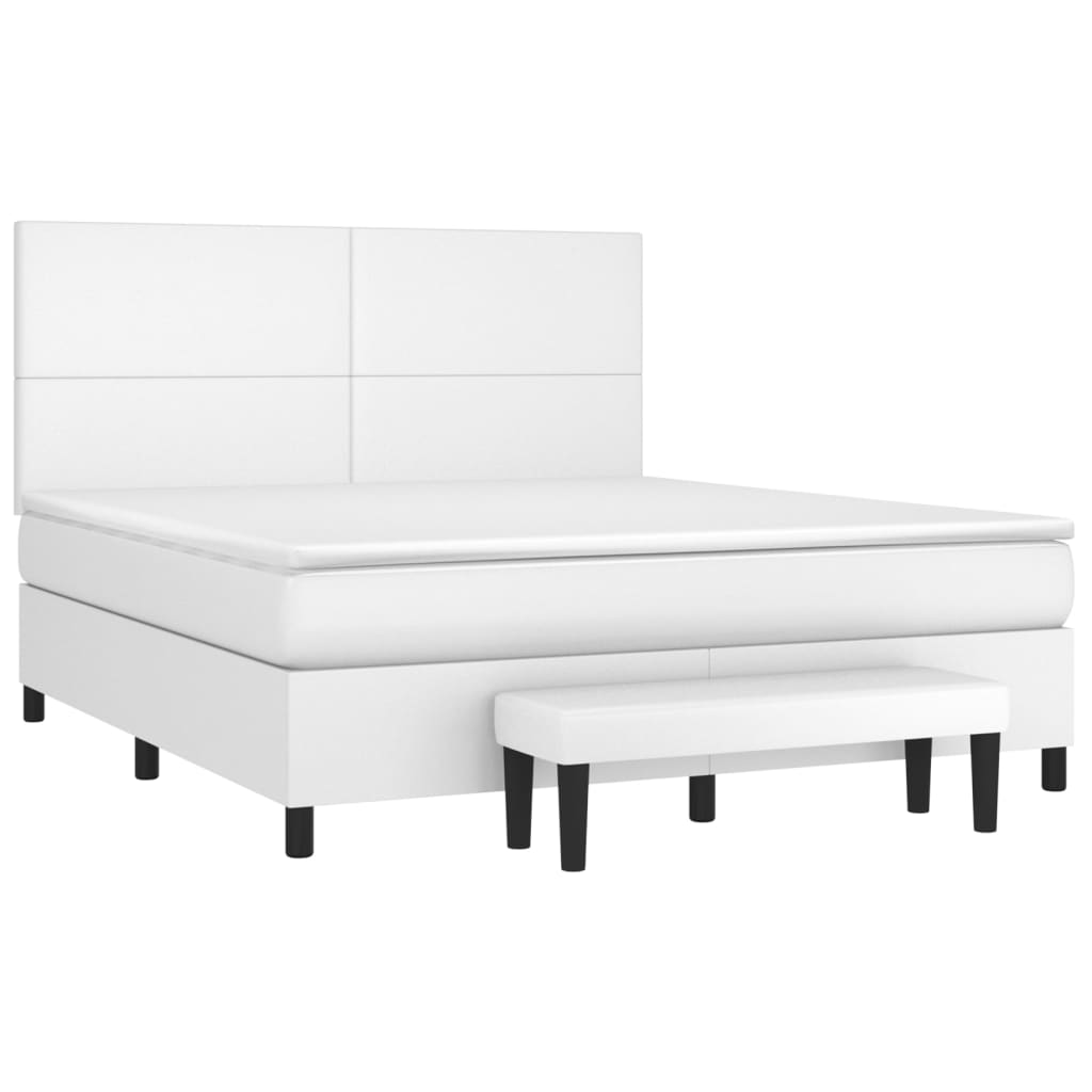 vidaXL Boxspring met matras kunstleer wit 180x200 cm afbeelding