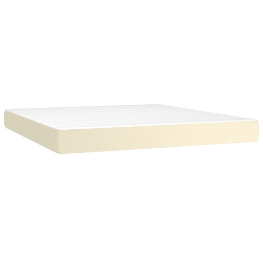 Pat box spring cu saltea, crem, 180x200 cm, piele ecologică