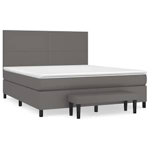 Box spring postel s matrací šedá 180x200 cm umělá kůže - obrázek 2