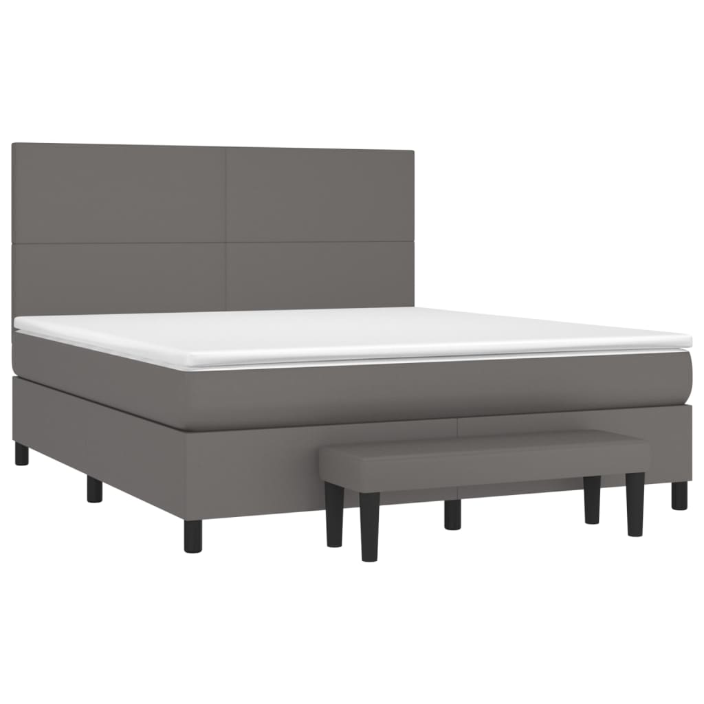 vidaXL Boxspring met matras kunstleer grijs 180x200 cm afbeelding