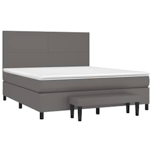 Box spring postelja z vzmetnico siva 180x200 cm umetno usnje - slika 3