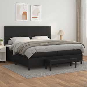 Box spring postel s matrací černá 200x200 cm umělá kůže - obrázek 1
