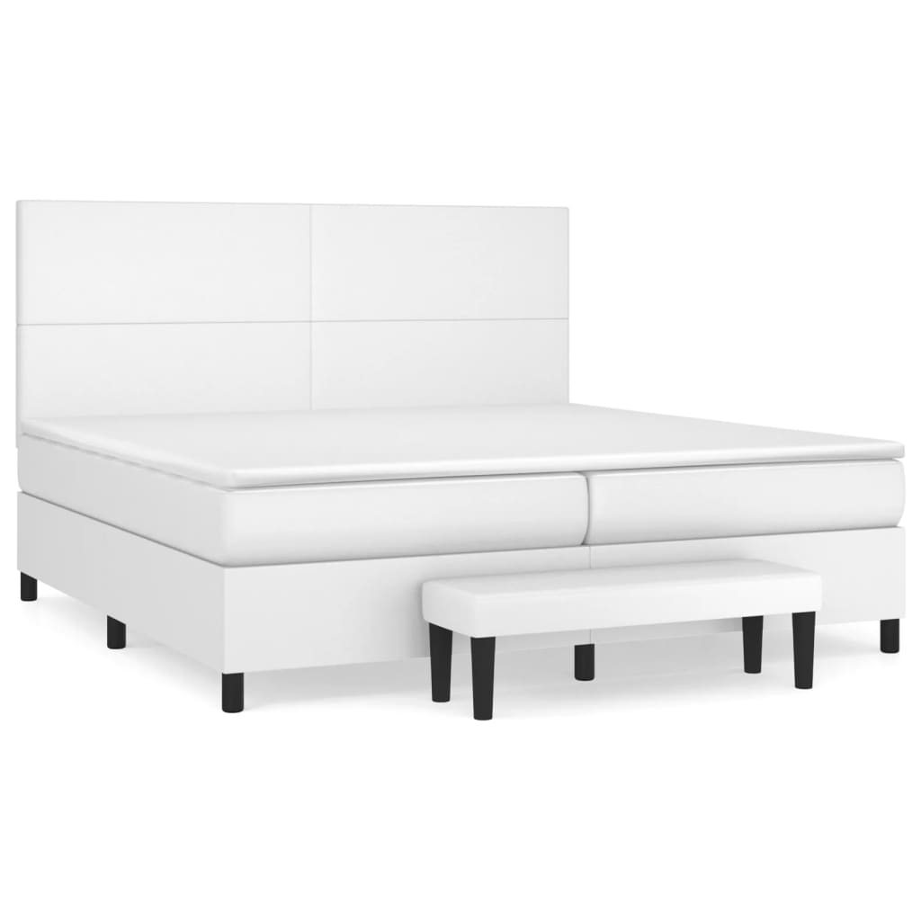 vidaXL Box spring postelja z vzmetnico bela 200x200 cm umetno usnje