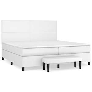 Box spring postel s matrací bílá 200x200 cm umělá kůže - obrázek 2