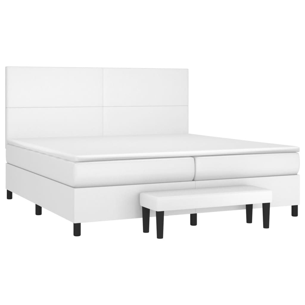 Box spring postel s matrací bílá 200x200 cm umělá kůže