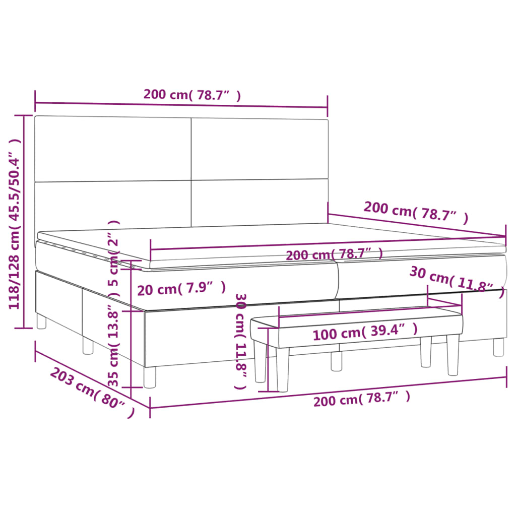 Box spring postel s matrací bílá 200x200 cm umělá kůže