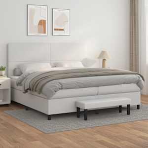 Box spring postel s matrací bílá 200x200 cm umělá kůže - obrázek 1