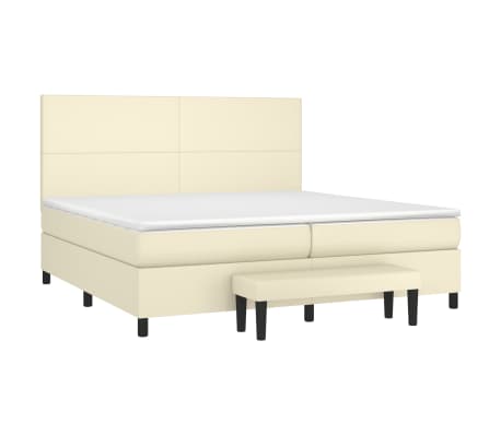 vidaXL Boxspring met matras kunstleer cr&egrave;mekleurig 200x200 cm