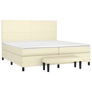vidaXL Boxspring met matras kunstleer cr&egrave;mekleurig 200x200 cm