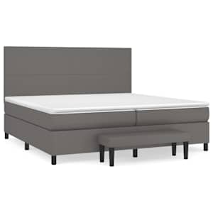 Box spring postelja z vzmetnico siva 200x200 cm umetno usnje - slika 2