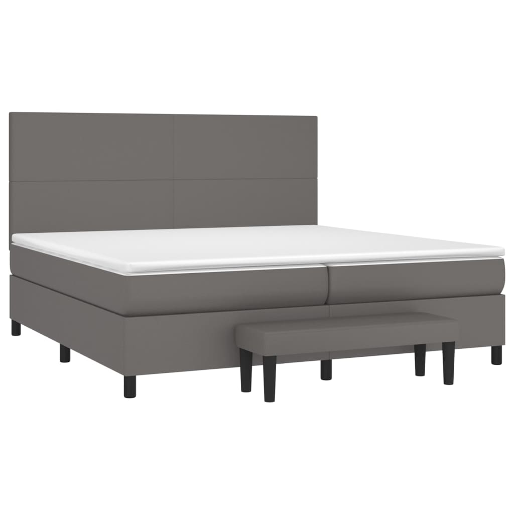 vidaXL Boxspring met matras kunstleer grijs 200x200 cm afbeelding