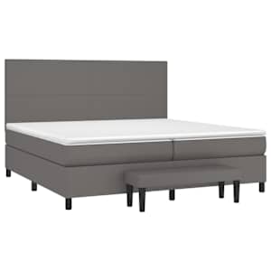Box spring postelja z vzmetnico siva 200x200 cm umetno usnje - slika 3