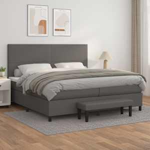 Box spring postel s matrací šedá 200x200 cm umělá kůže - obrázek 1