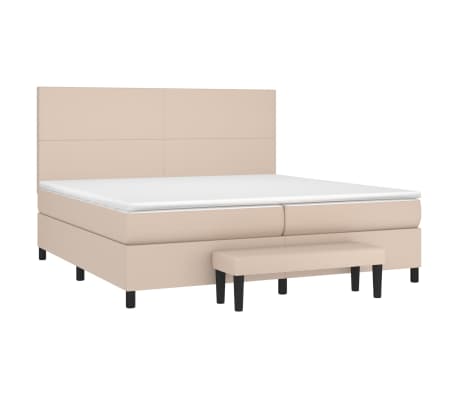 vidaXL Krevet box spring s madracem cappuccino 200x200cm umjetna koža