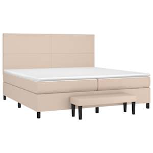 vidaXL Krevet box spring s madracem cappuccino 200x200cm umjetna koža