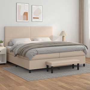 Box spring postel s matrací cappuccino 200 x 200 cm umělá kůže - obrázek 1