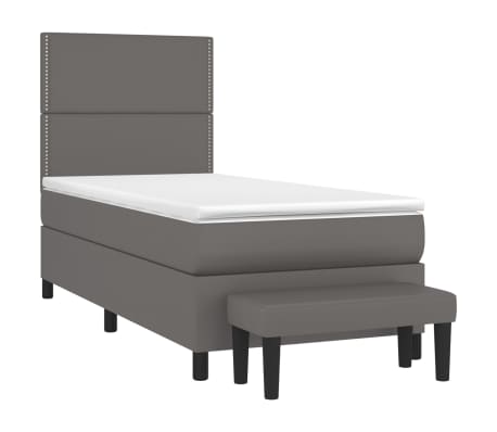 vidaXL Sommier &agrave; lattes de lit avec matelas Gris 80x200 cm Similicuir