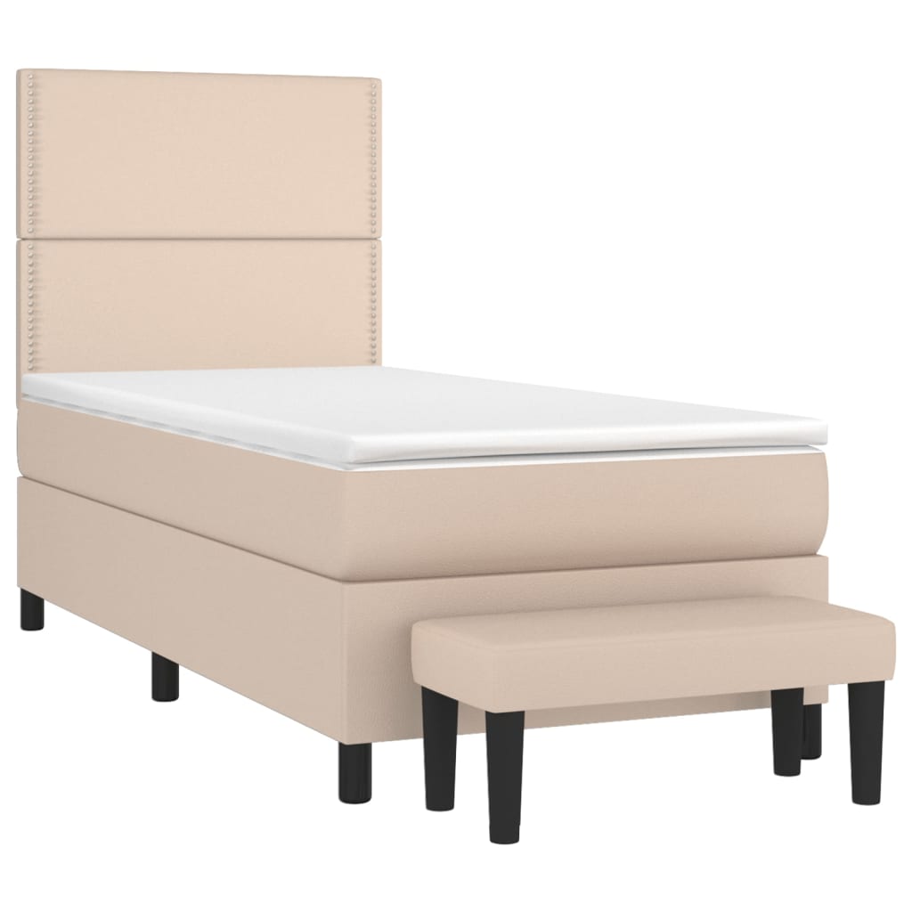 Thumbnail - vidaXL Boxspringbett mit Matratze Cappuccino-Braun 90x190cm Kunstleder