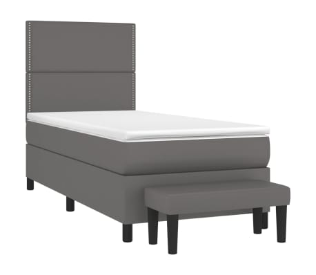 vidaXL Cama com molas/colch&atilde;o 90x200 cm couro artificial cinzento