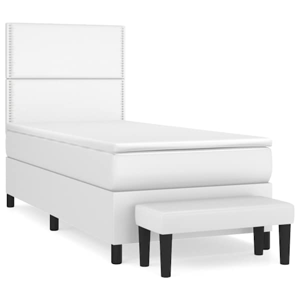 vidaXL kontinentaalvoodi madratsiga, valge, 100x200 cm, kunstnahk