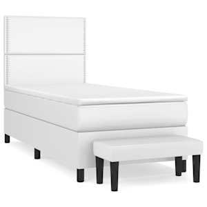 Box spring postel s matrací bílá 100x200 cm umělá kůže - obrázek 2