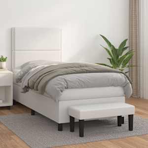 Box spring postel s matrací bílá 100x200 cm umělá kůže - obrázek 1